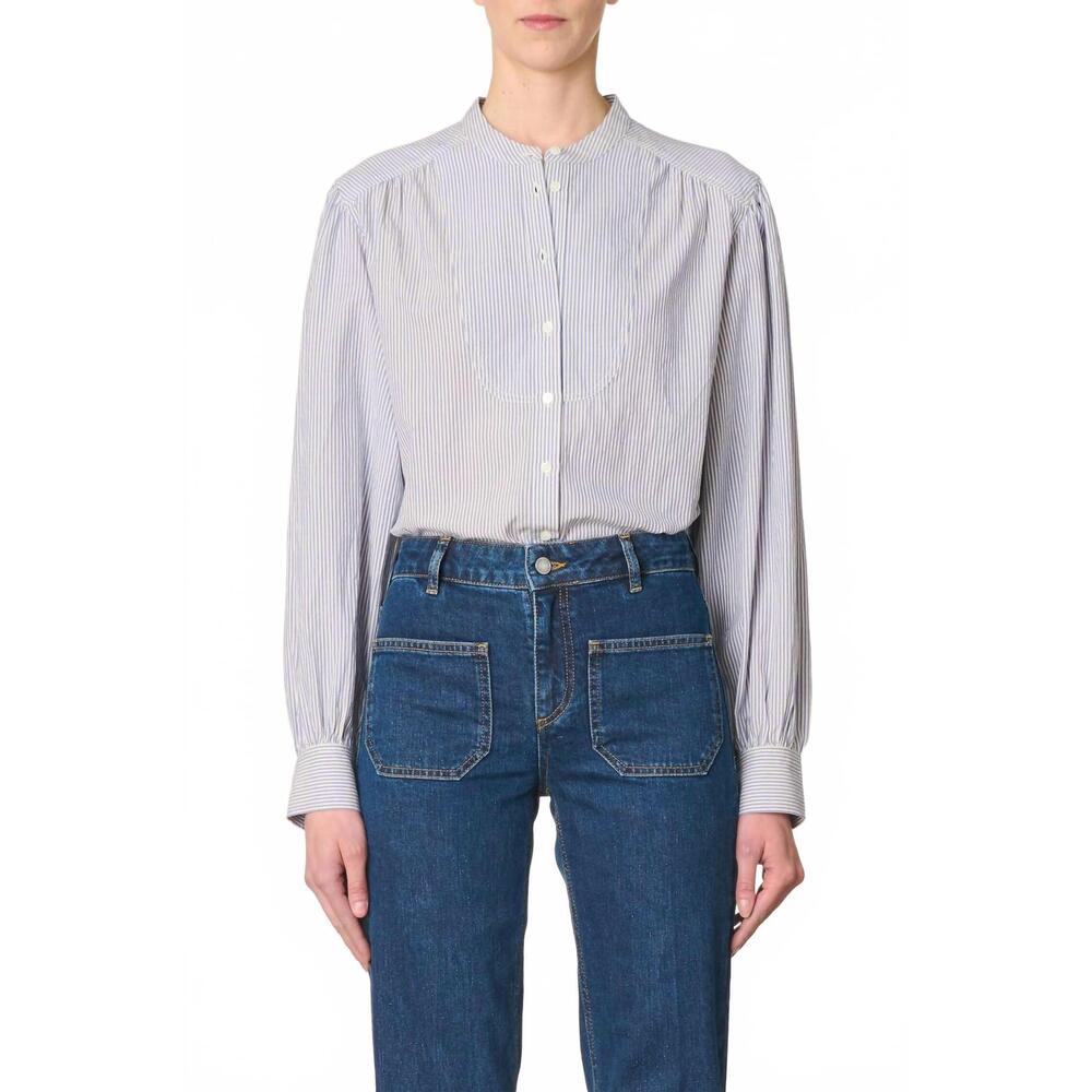 NEW VANESSABRUNO florisse button front blouse in blue